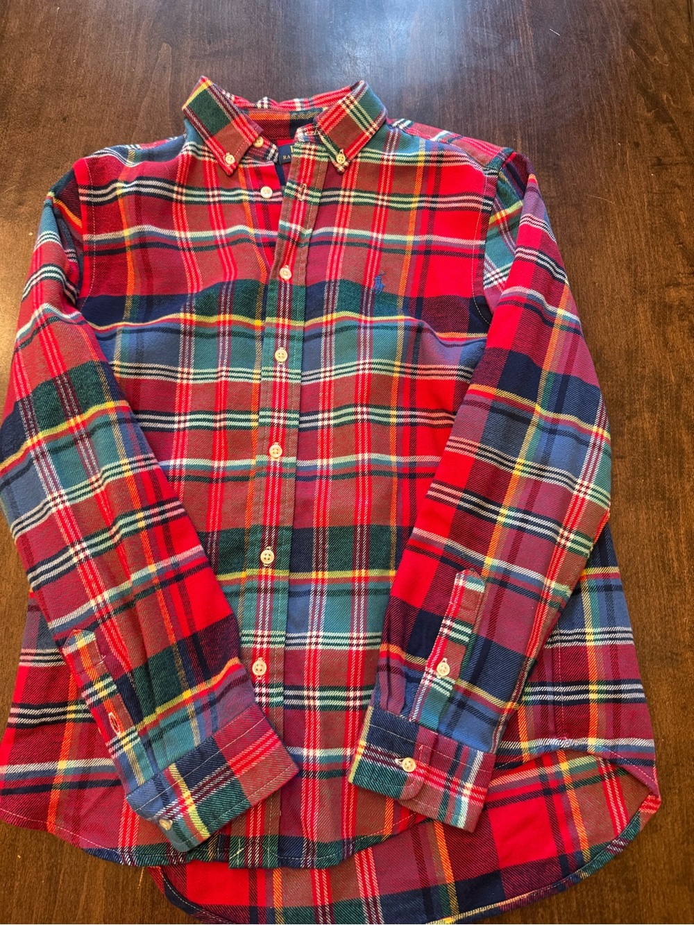 Ralph Lauren Red and Green Plaid Button-Down Shirt size 14/16